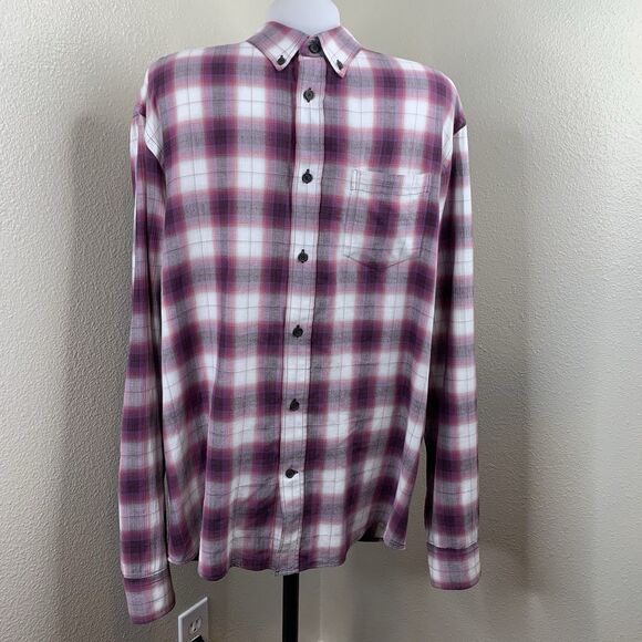 Acne Studios Men’s Sz 50 (about Sz L) Purple Pink Plaid Long Sleeve Shirt Button - Picture 1 of 5